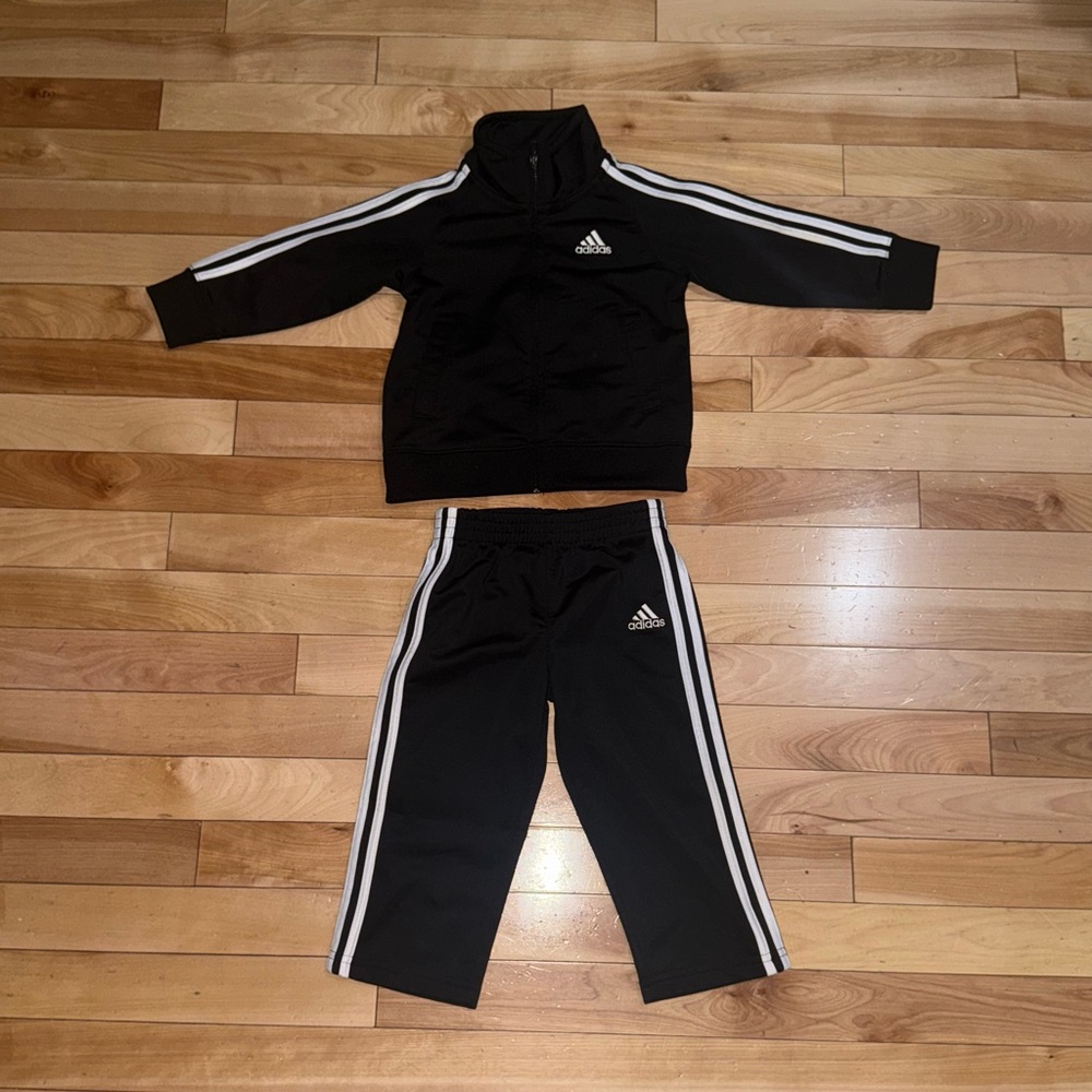 Adidas Black Tracksuit with White Accents
